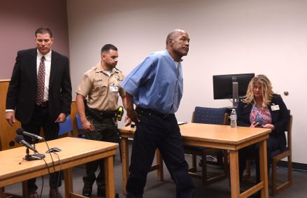 O.J. Simpson durante sua audiência de liberdade condicional no Lovelock Correctional Center, em 20 de julho de 2017, em Lovelock, Nevada.