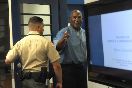 O.J. Simpson durante sua audiência de liberdade condicional no Lovelock Correctional Center, em 20 de julho de 2017, em Lovelock, Nevada.
