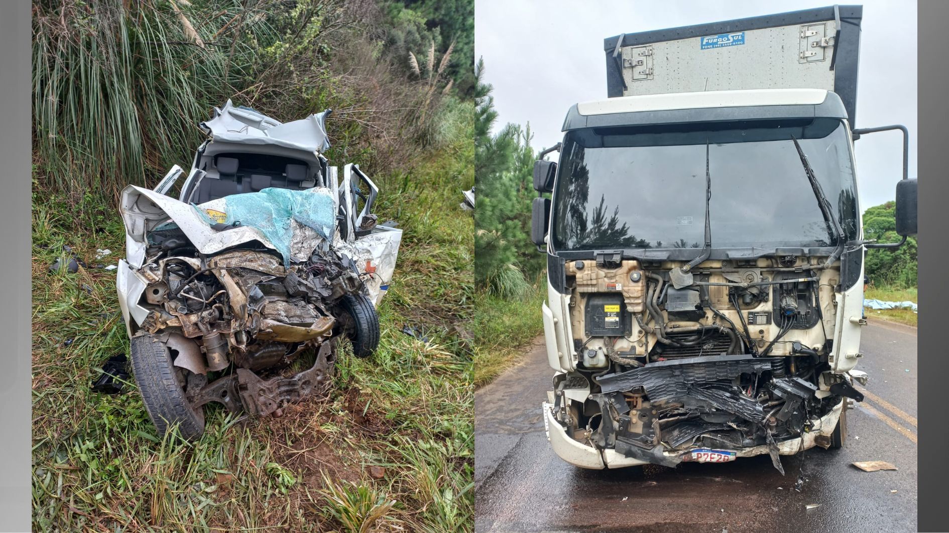 Veículos ficaram danificados após a colisão em Santa Catarina
