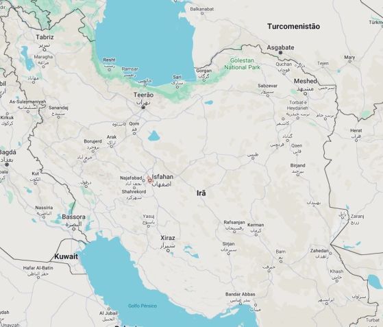 Isfahan, no Irã, destacada em um mapa / Reprodução Google Maps