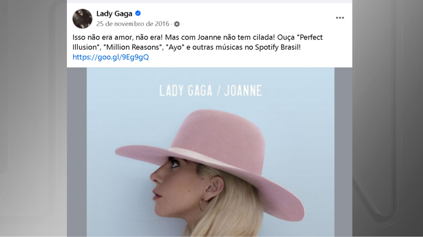 Foto: Lady Gaga/Facebook/Reprodução