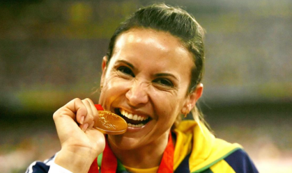 Maurren Maggi conquistou o ouro no salto em distância nos Jogos Olímpicos de 2008, em Pequim, na China