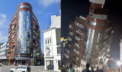 Veja o antes e o depois de prédios atingidos pelo terremoto em Taiwan