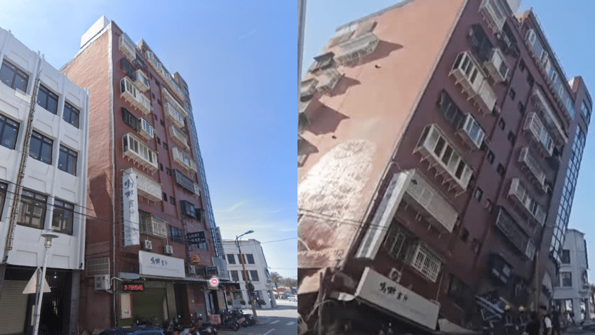 Prédio tombado em Taiwan / Google Street View / Reuters