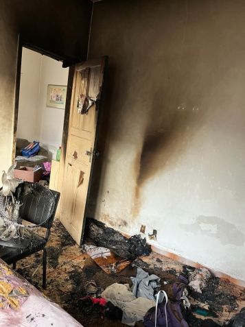 Quarto do casal após ser incendiado / Reprodução/Polícia Civil