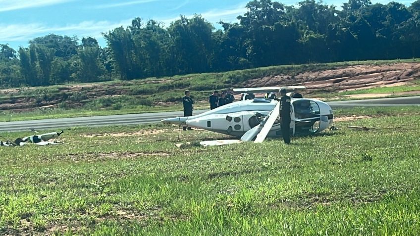 Helicóptero cai com quatro pessoas a bordo em aeroporto da Casa Militar, no Mato Grosso do Sul / Corpo de Bombeiros do MS