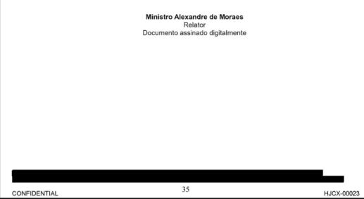 Documentos do STF apresentam tarjas que impedem a verificação da autenticidade