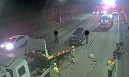 Imagem de destaque do post: Ventilador se desprende de teto de túnel do Rodoanel e provoca acidente, em Barueri (SP)