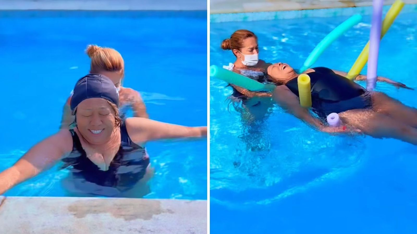 Alcione surge praticando hidroterapia