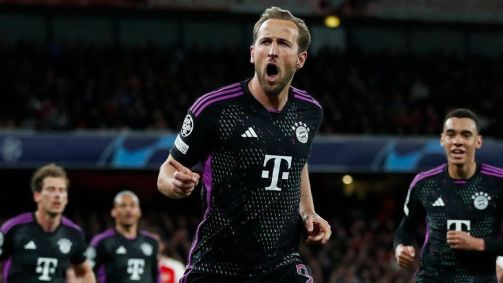 Harry Kane marcou o gol da virada do Bayern de Munique, mas o Arsenal empatou