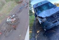 Van atropela grupo de ciclistas em acostamento e deixa 7 pessoas feridas em MG