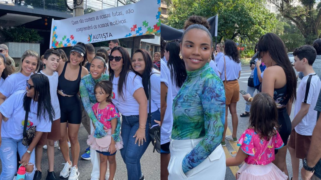 Ex-BBBs Fernanda e Pitel estiveram em "Caminhada da Conscientização do Autismo", em Niterói / Reprodução/Instagram