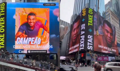 Davi, o campeão do BBB24, ganha homenagem na Times Square; veja