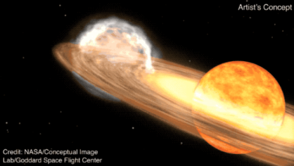 Ilustração feita pela Nasa da explosão estelar