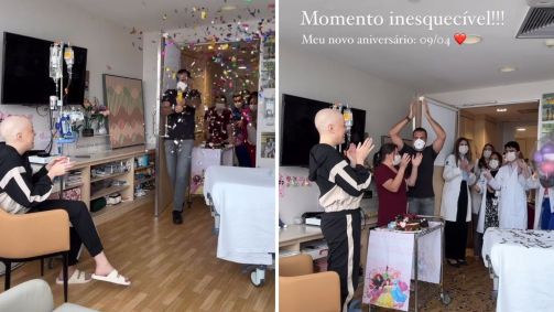 Fabiana Justus ganha festa no hospital
