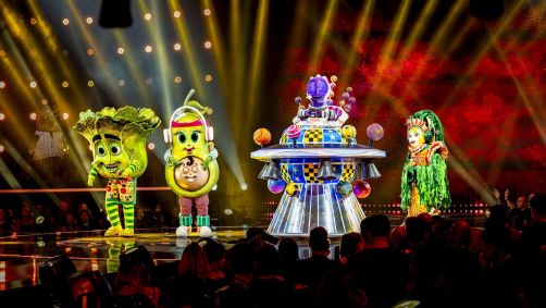 Alface, Mamãe Abacate, Etzinho e Sereia Iara no The Masked Singer