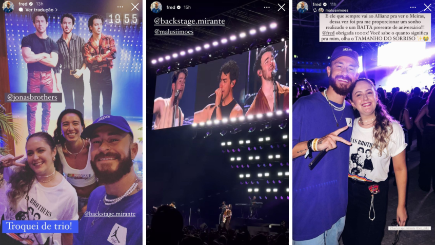 Fred Bruno também curtiu show dos Jonas Brothers em São Paulo / Reprodução/Instagram