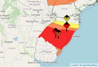 Fortes chuvas atingem ao menos 25 cidades no Rio Grande do Sul