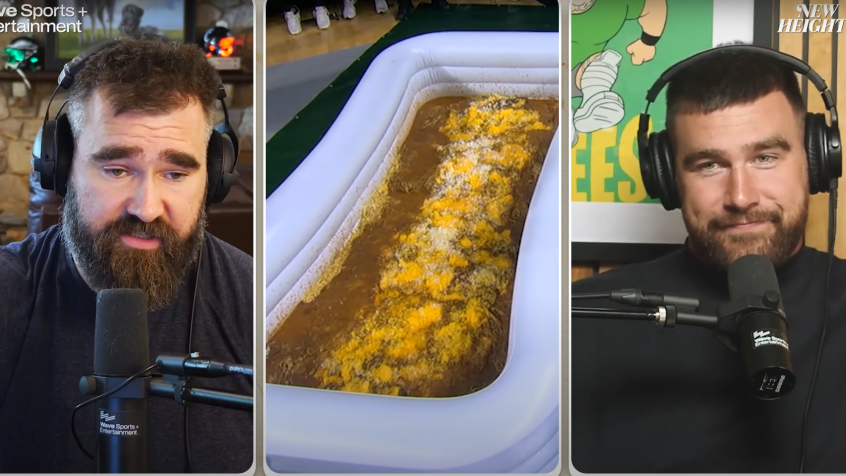 Jason Kelce perdeu anel do Super Bowl em banheira de chili / Reprodução/Youtube/New Heights