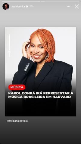 Karol Conká compartilhou post sobre evento em Harvard / Reprodução/Instagram
