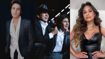 Montagem com fotos do cantor Luan Santana, da dupla sertaneja Chitãozinho e Xororó e da cantora Simone Mendes