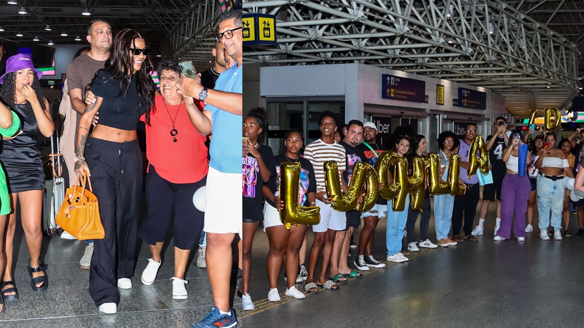 Fãs surpreendem cantora Ludmilla com homenagem antes de embarque rumo ao Coachella. / Victor Chapetta - Agnews