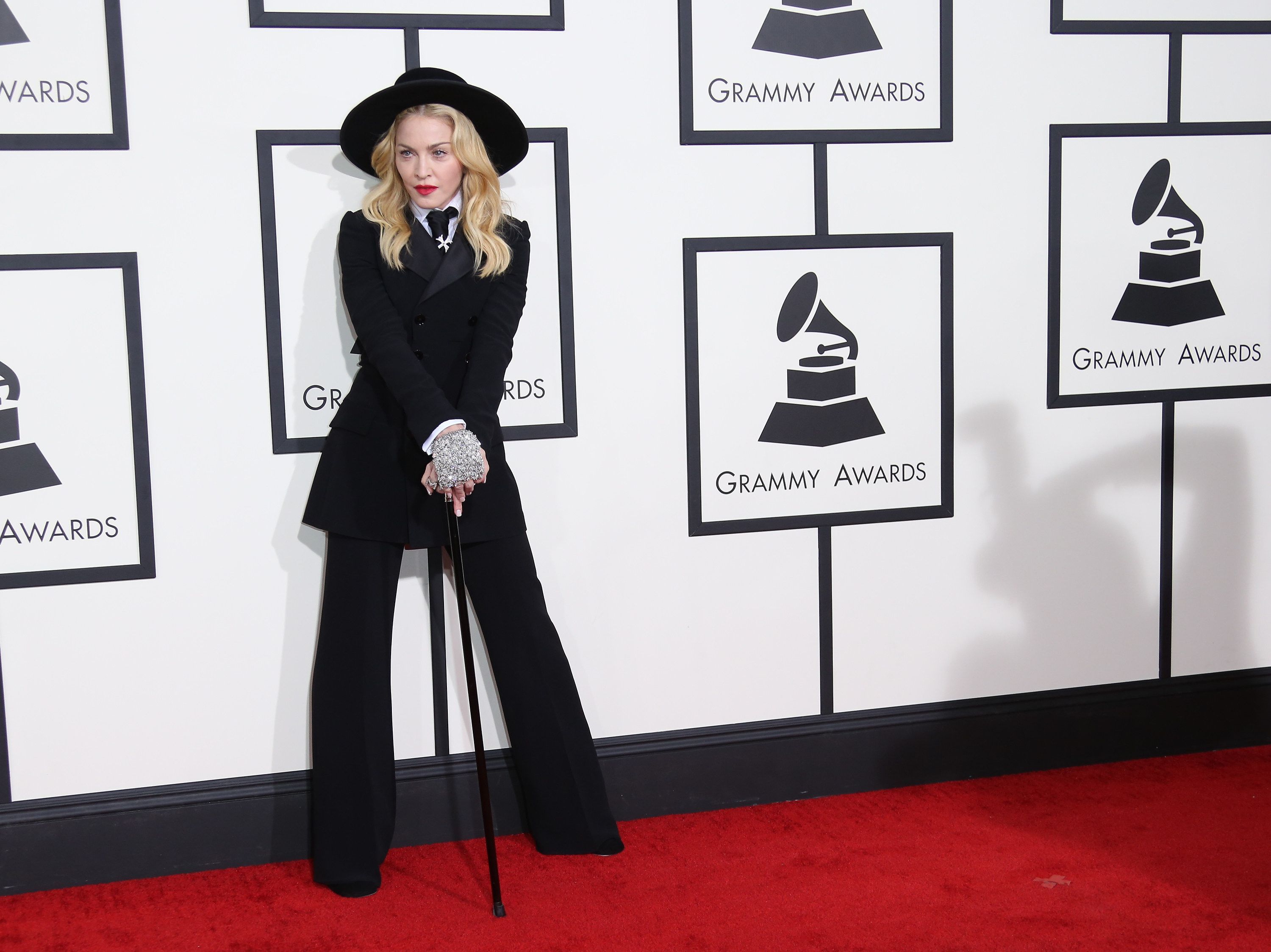 Madonna no tapete vermelho do Grammy 2014 / Dan MacMedan/WireImage