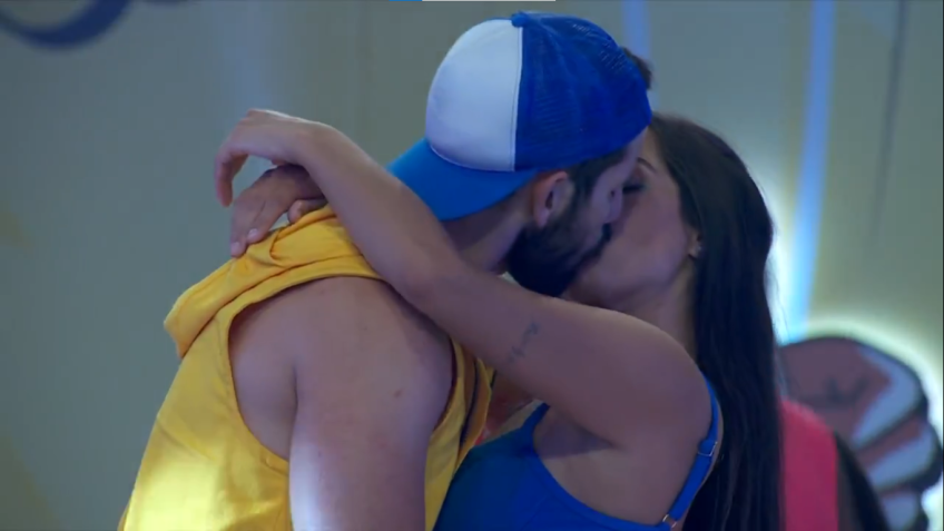 Matteus e Deniziane deram o primeiro do BBB 24. / Reprodução/ TV Globo