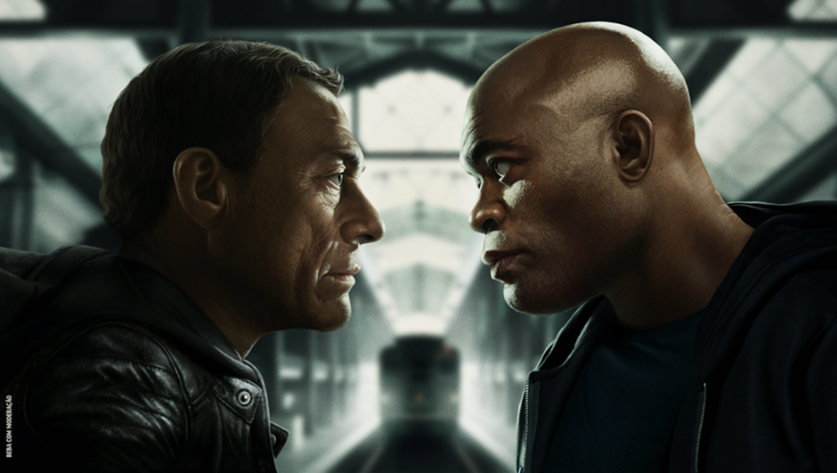 Face off Jean Claude Van Damme e Anderson Silva. Divulgação: Spaten.