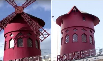 Antes e depois: pás do moinho de vento do cabaré Moulin Rouge desabam em Paris