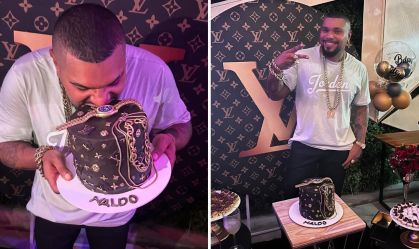 Naldo Benny comemora 45 anos com bolo de grife; veja fotos