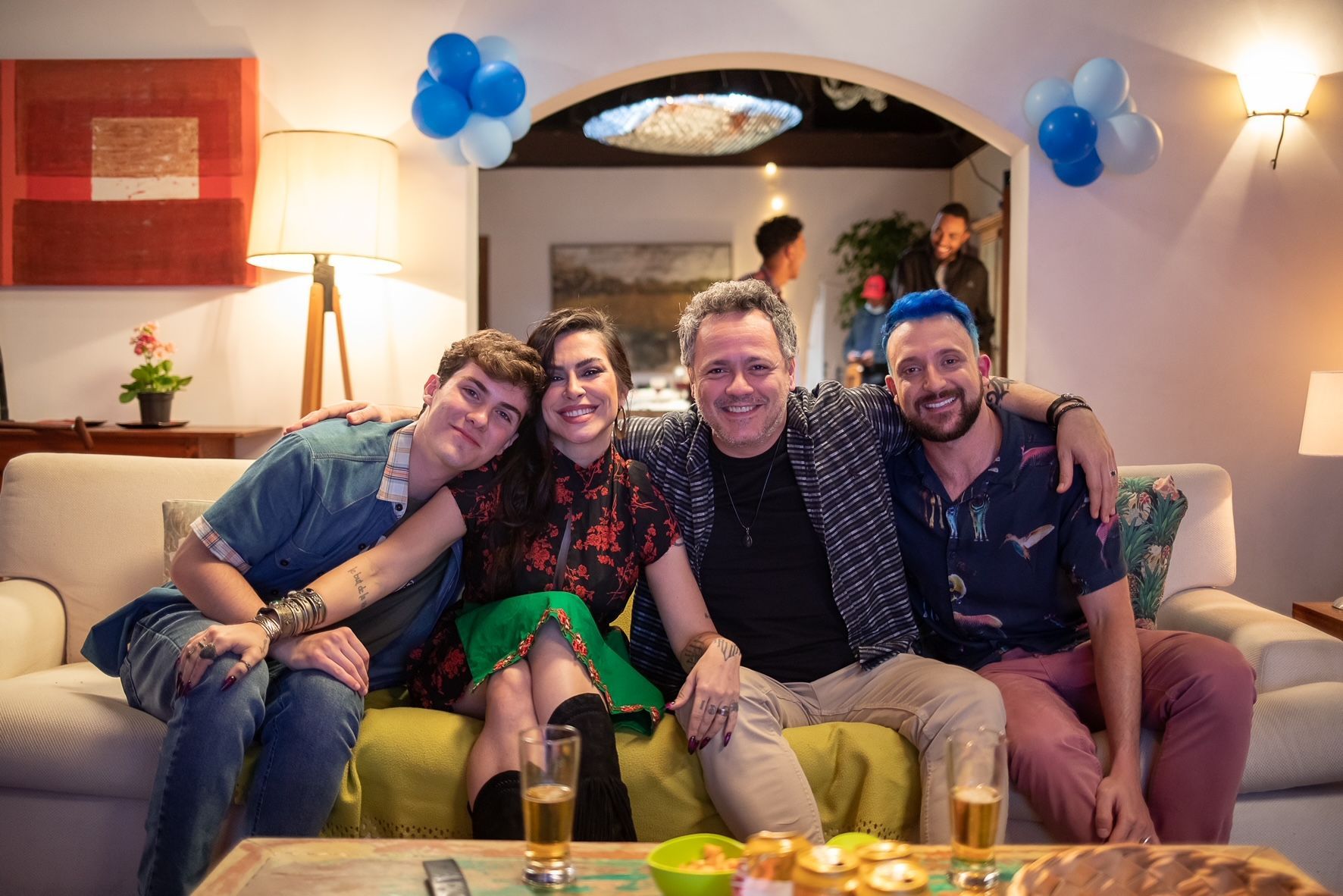 Caio Manhente, Cleo, Danton Mello e Rodrigo Ternevoy no elenco do filme "O Velho Fusca" / Acervo pessoal/ Rodrigo Ternevoy