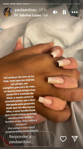 Paula Cardoso publica mensagem no Instagram após morte de Anderson Leonardo / Reprodução/ Instagram