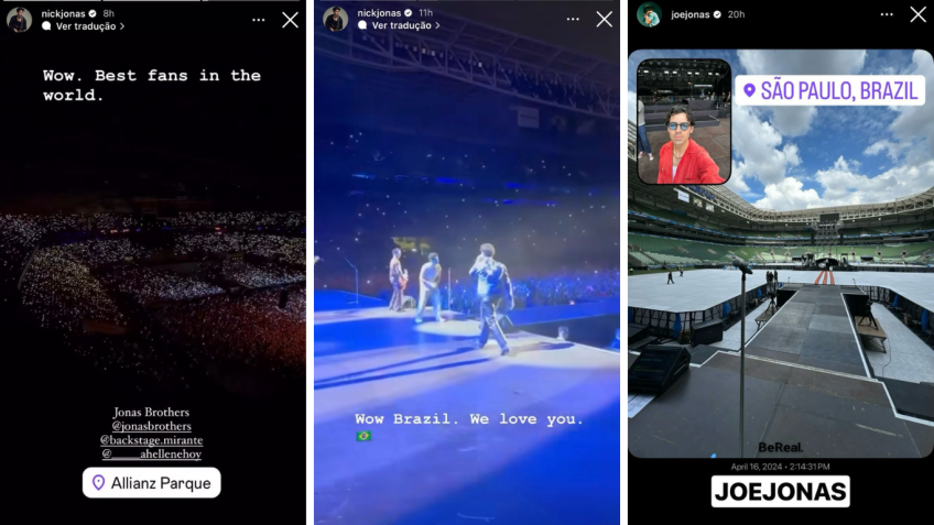 Nick e Joe Jonas compartilharam registros no Brasil / Reprodução/Instagram