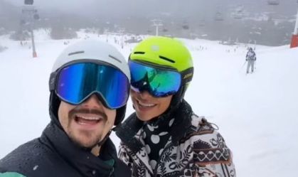 Após maratona, Sabrina Sato e Nicolas Prattes vão esquiar na neve