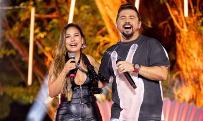 Foto da cantora Simone Mendes ao lado do cantor Xand Avião