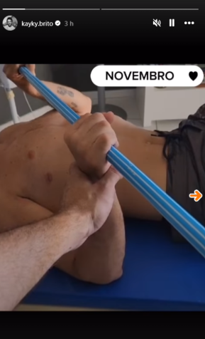 Registro de fisioterapia de Kayky Brito em novembro de 2023 / Instagram/Reprodução