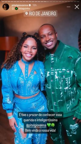 Thiaguinho postou uma foto ao lado da ex-BBB, Giovanna Pitel / Reprodução/Instagram