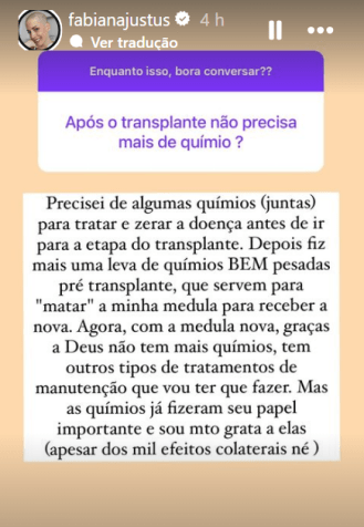 Fabiana Justus revela não precisar mais de quimioterapias / Reprodução/Instagram
