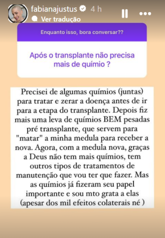 Fabiana Justus revela não precisar mais de quimioterapias / Reprodução/Instagram