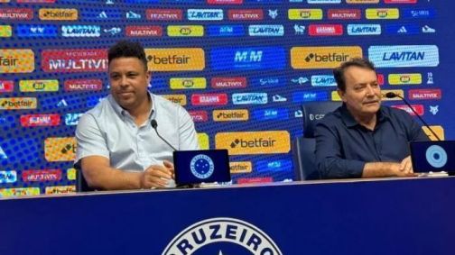 Gabriel Lima, Ronaldo e Pedro Lourenço anunciam a transação envolvendo a SAF do Cruzeiro