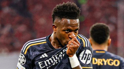 Vini Jr. abriu o placar para o Real Madrid contra o Bayern de Munique