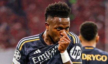 Vini Jr. abriu o placar para o Real Madrid contra o Bayern de Munique