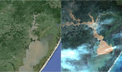 Imagens de satélite mostram o antes e depois das enchentes na Grande Porto Alegre