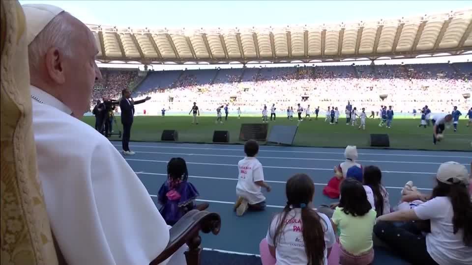 Pope kicks off soccer match to mark 'World Children's Day'
