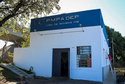 Uma das 23 casas de bombas que fazem parte do sistema de proteção contra enchentes de Porto Alegre (RS)