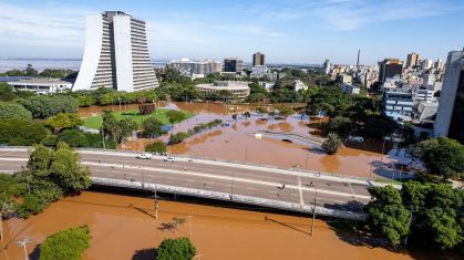 Região do Centro Administrativo Fernando Ferrari (Caff) alagada, em Porto Alegre (RS)