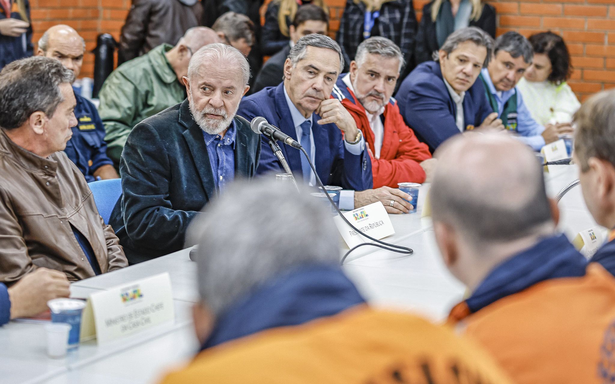 Presidente da República, Luiz Inácio Lula da Silva, durante reunião com o Governador do Rio Grande do Sul, Eduardo Leite. São Leopoldo - RS.