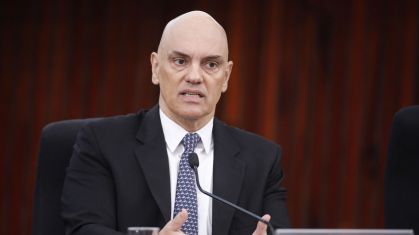 Ministro Alexandre de Moraes, presidente do Tribunal Superior Eleitoral (TSE), durante seminário, em 22 de maio de 2024, em Brasília
