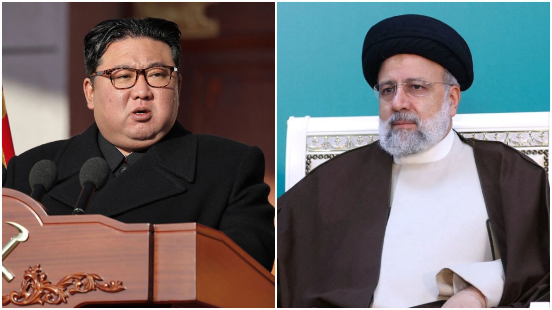 Kim Jong-un, líder da Coreia do Norte, e Ebrahim Raisi, presidente do Irã